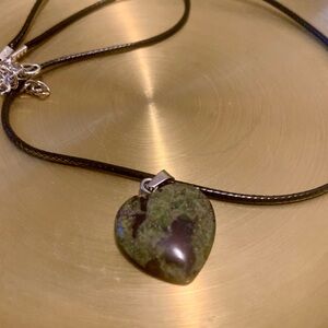Heart-Shaped Green and Brown Pendant Necklace